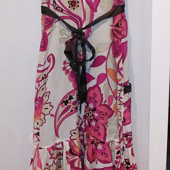bebe Maxi Dress Size M multi-colored pink/orange/ brown - Picture 6 of 6